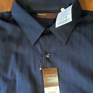 Perry Ellis - Mens Dress Shirt - Button Closure Size XL Blue